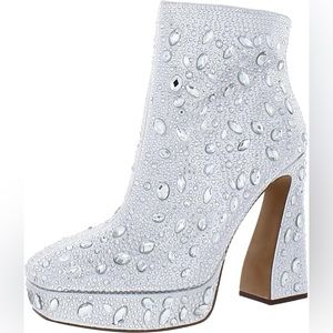 Jessica Simpson Womens Dollyi Rhinestone platform Ankle Boots size 8